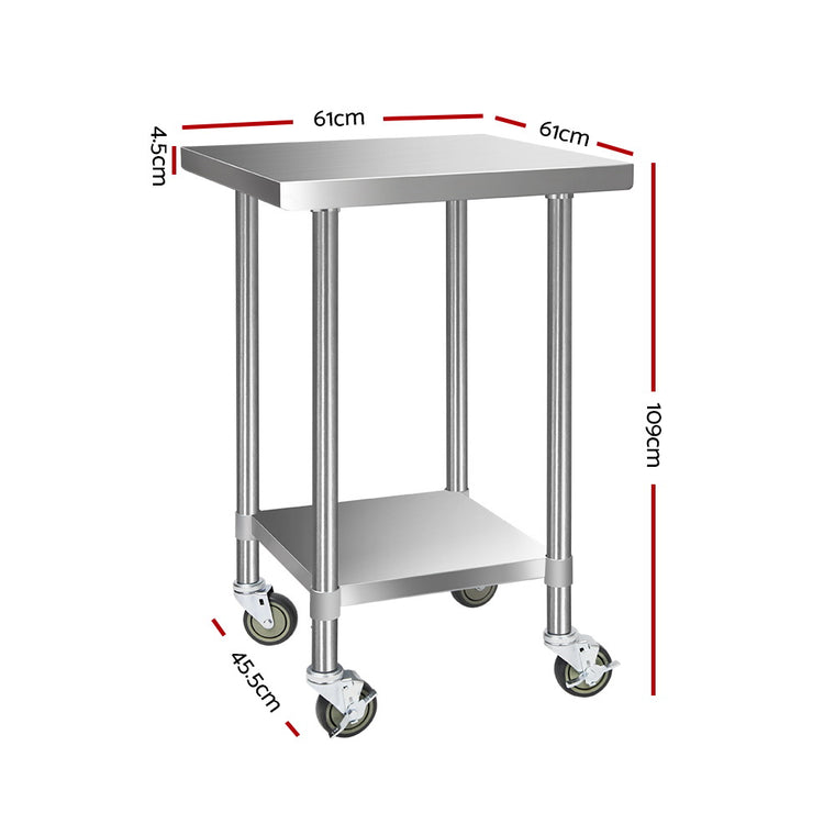 Stainless Steel Medical Work Bench Trolley - 610MM x 610MM | Tatt Lab